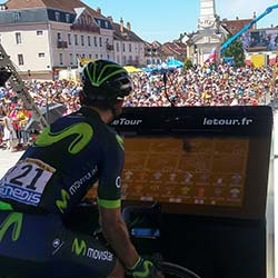 Touch podium at a sporting event