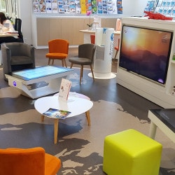 Touch table at a travel agency